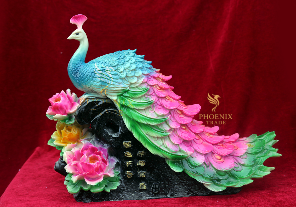 Majestic Peacock – Resin Sculpture of Grace & Prosperity