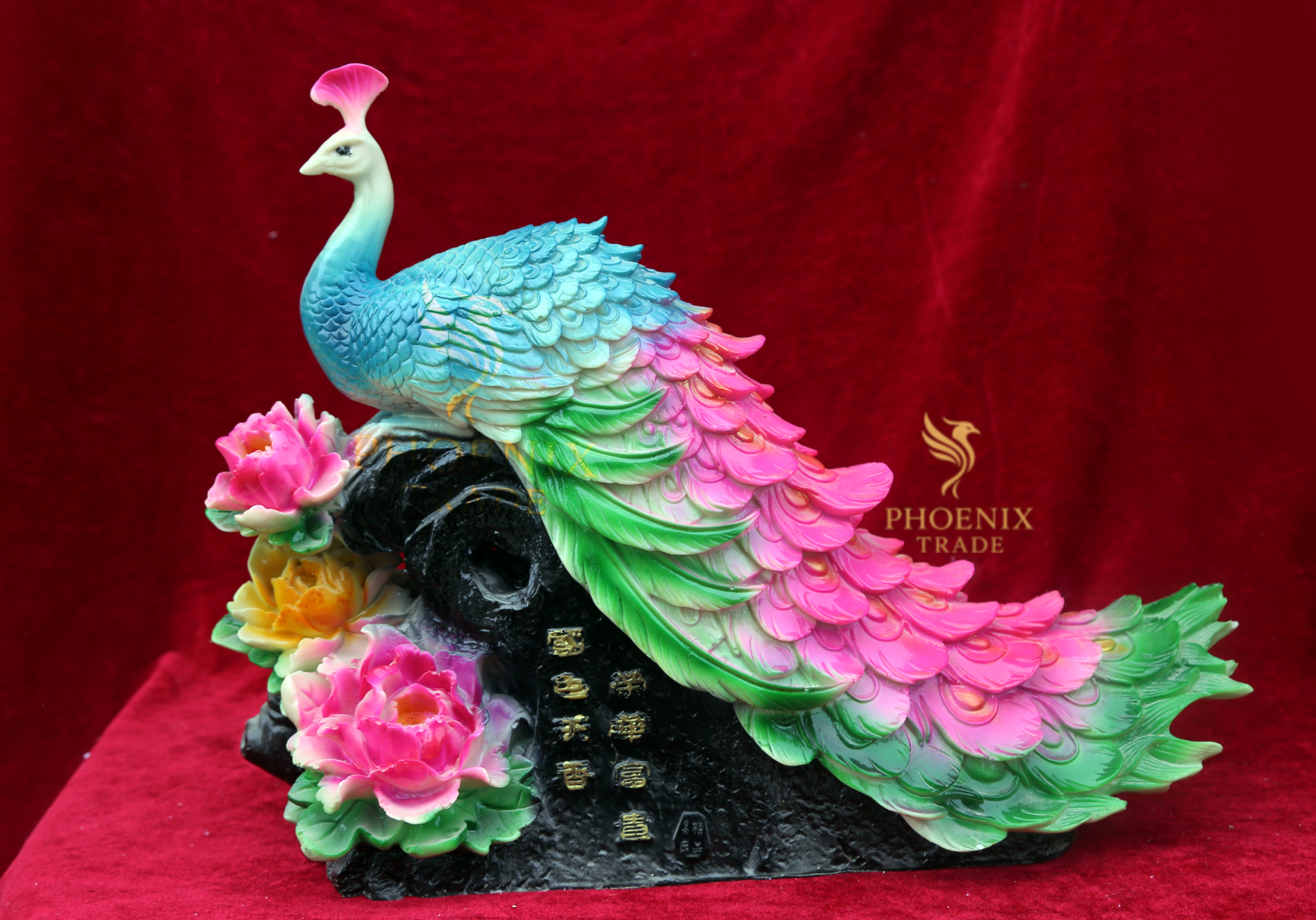 Majestic Peacock – Resin Sculpture of Grace & Prosperity