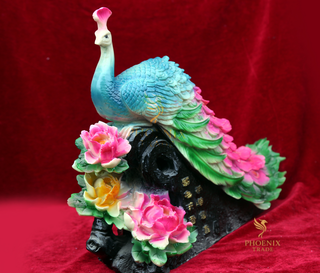 Majestic Peacock – Resin Sculpture of Grace & Prosperity