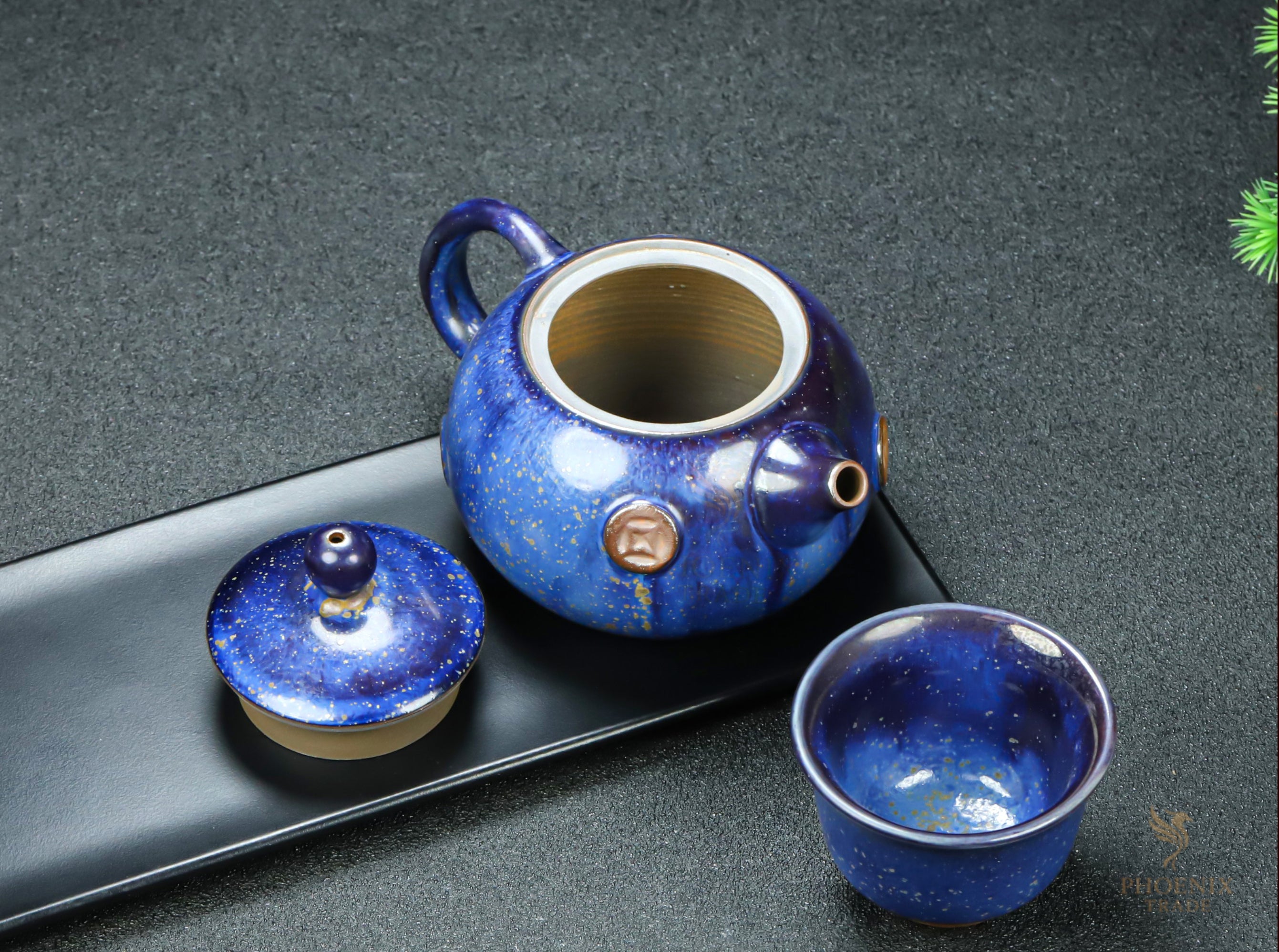 Nebula Amethyst Jun Porcelain Artworks (3-Piece Handmade Set)