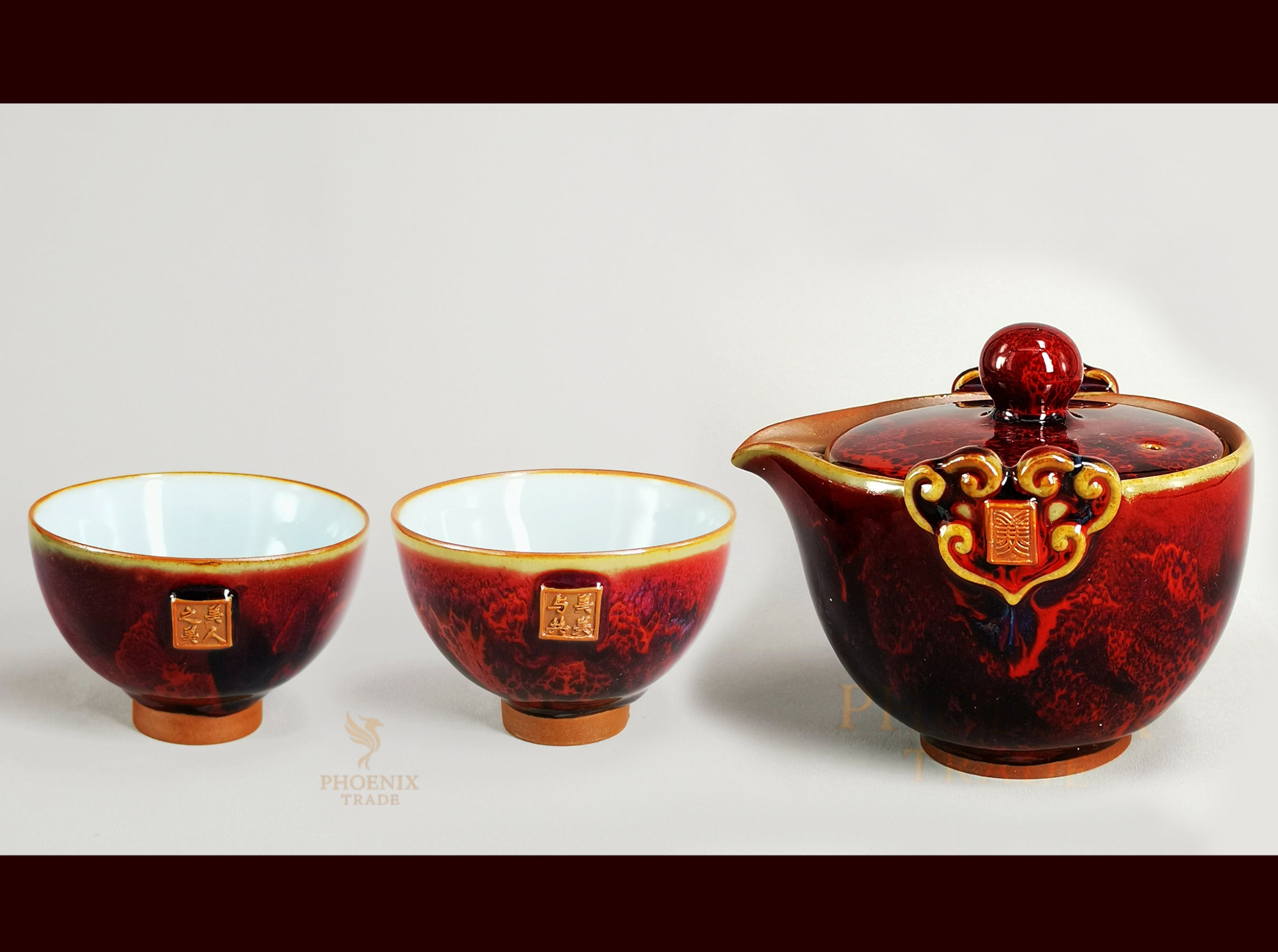 Imperial Crimson Jun Porcelain Art Set