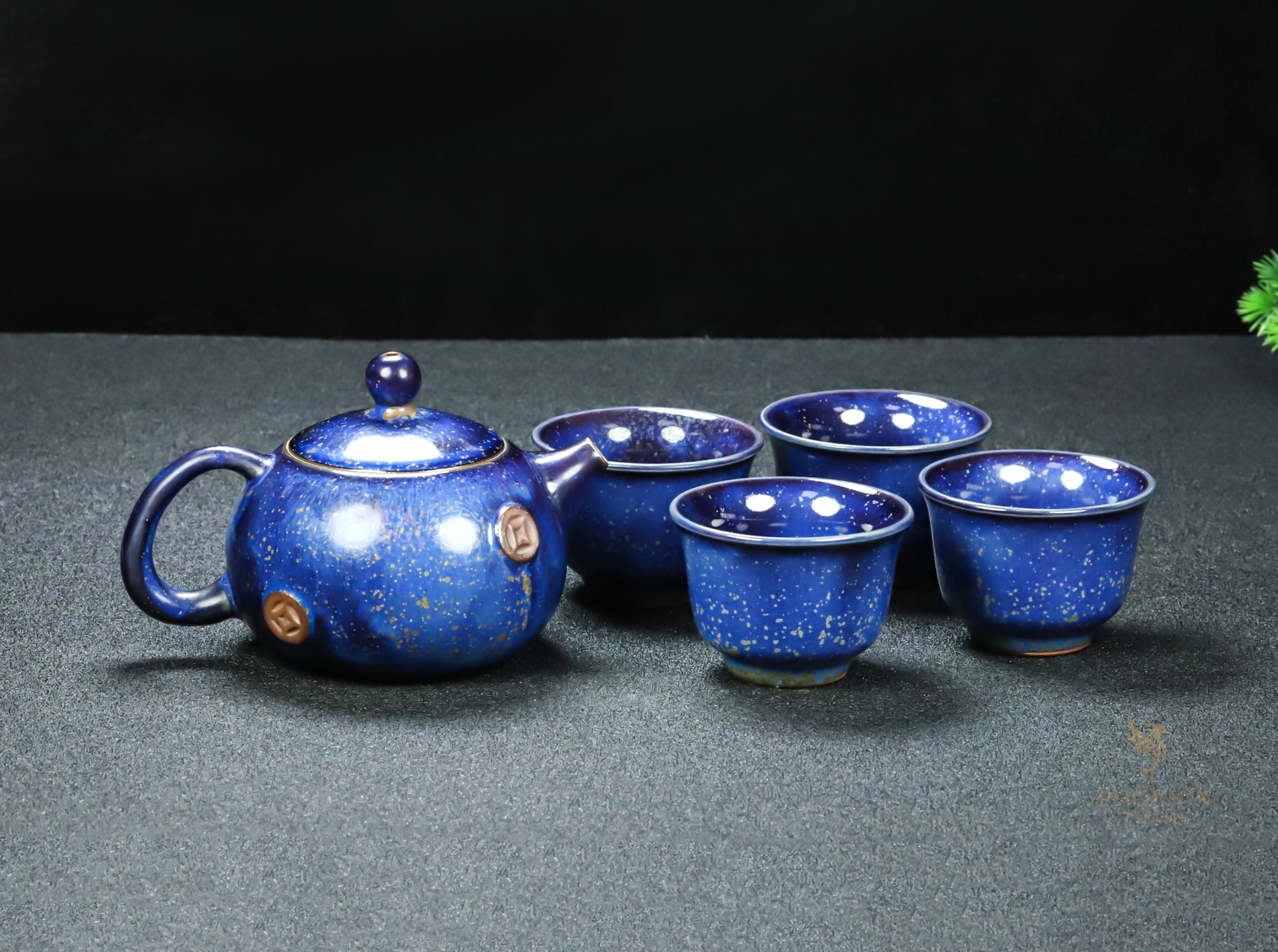 Nebula Amethyst Jun Porcelain Artworks (3-Piece Handmade Set)