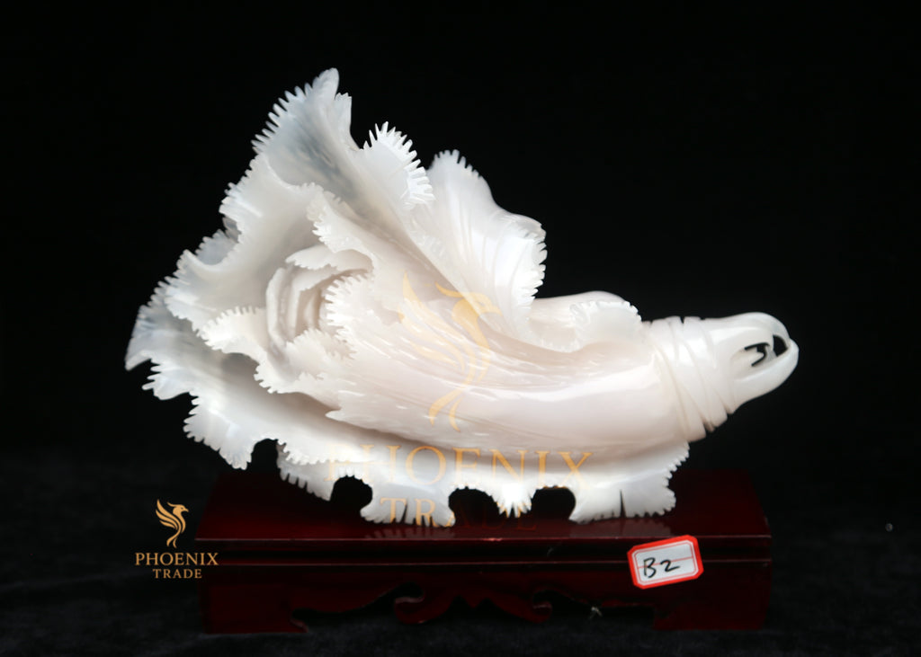 White Marble Cabbage on Red Base