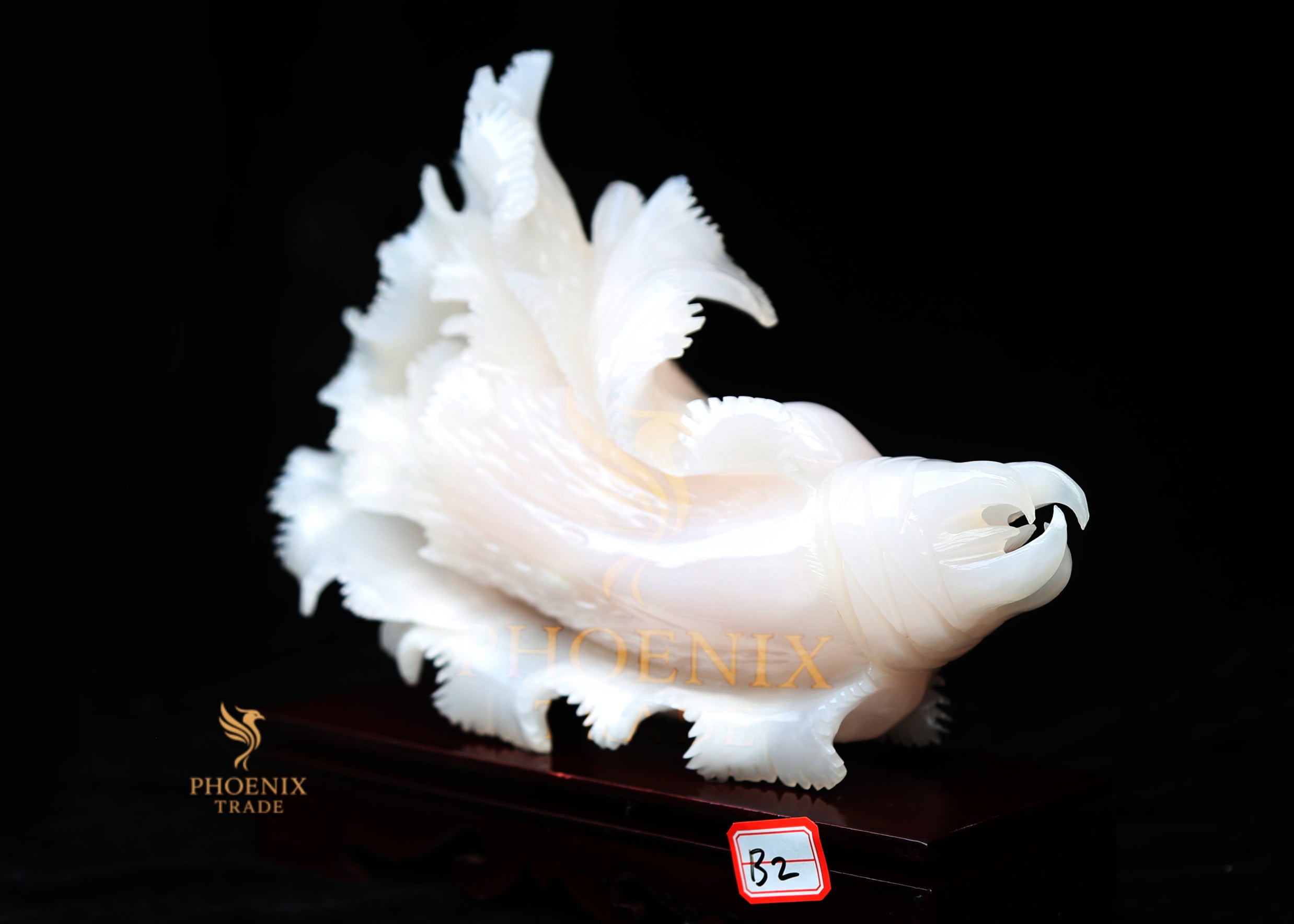 White Marble Cabbage on Red Base