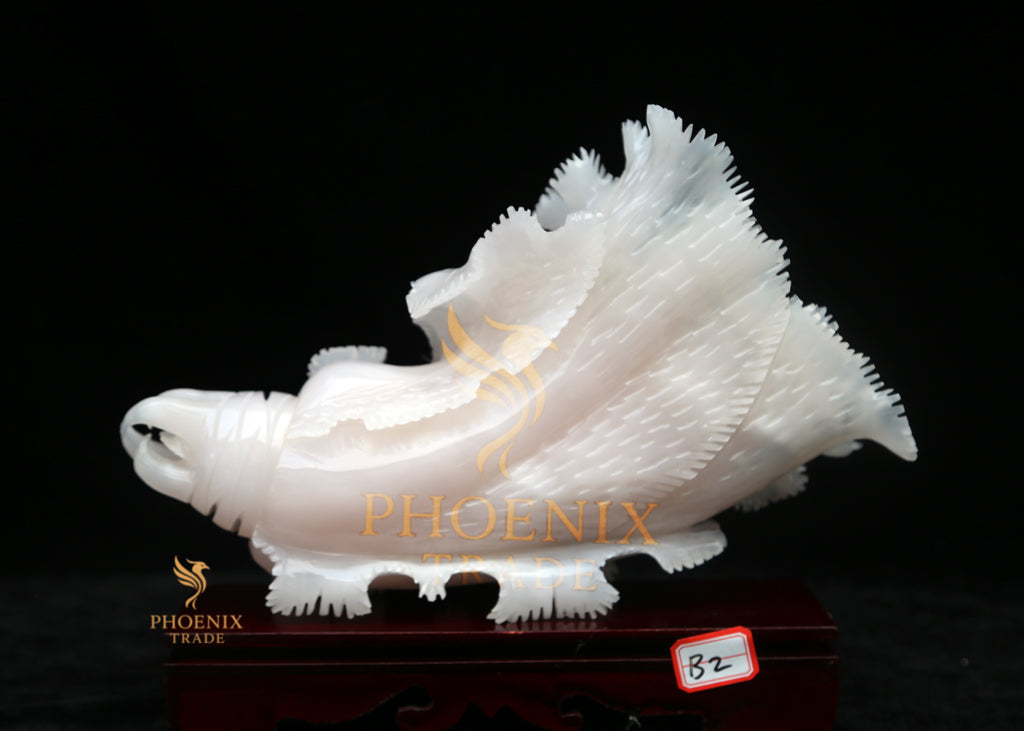 White Marble Cabbage on Red Base