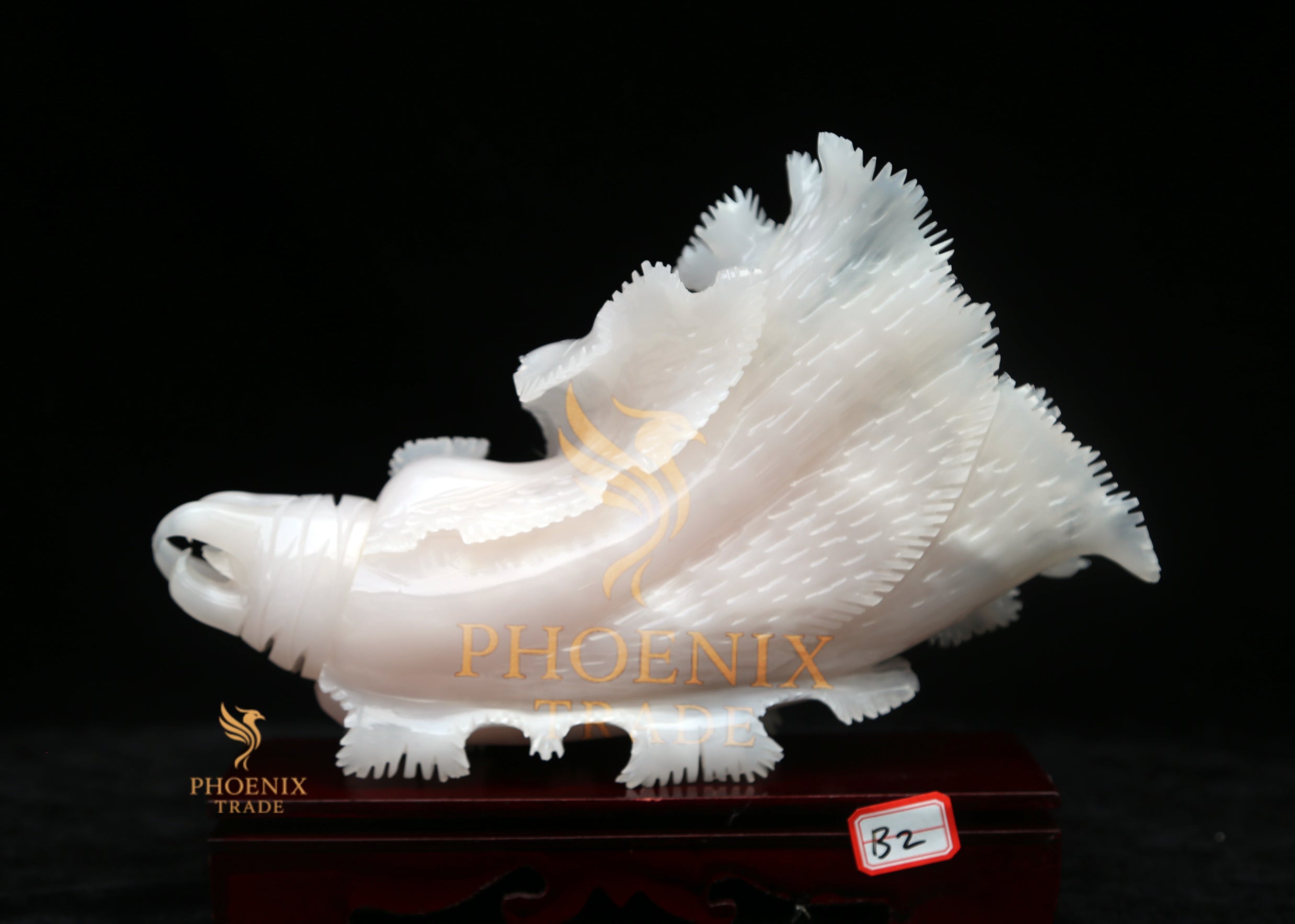 White Marble Cabbage on Red Base