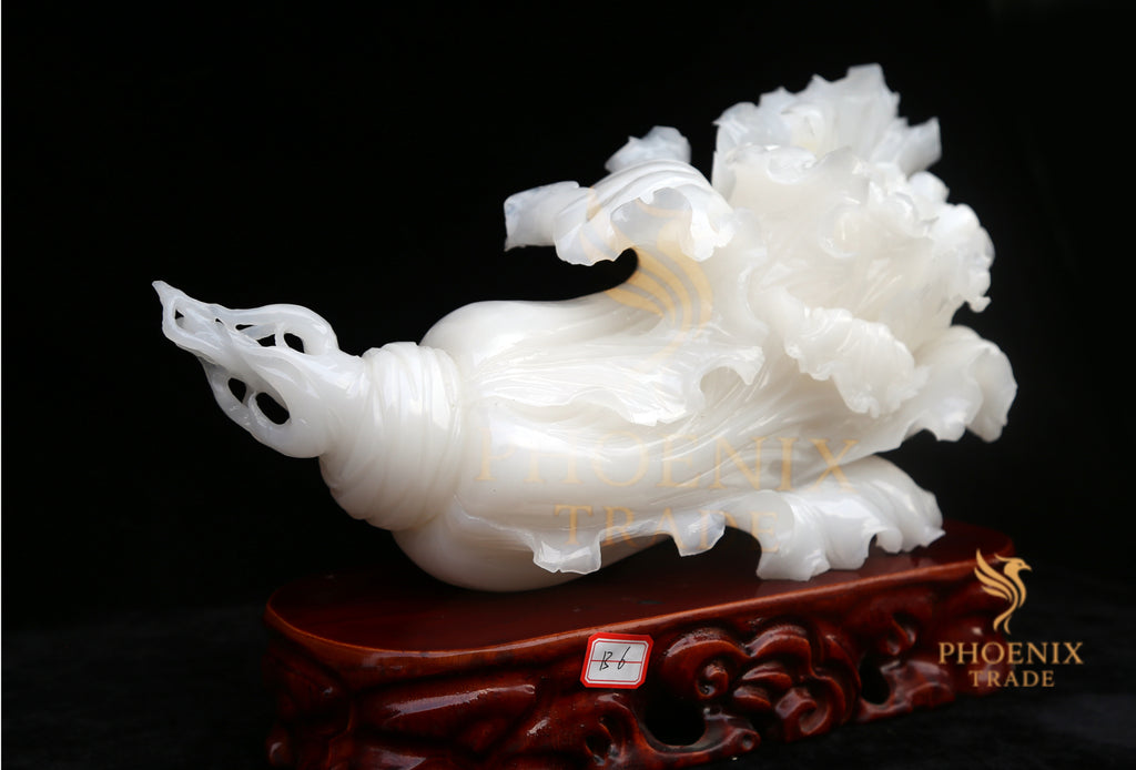 Horizontal White Marble Cabbage Décor