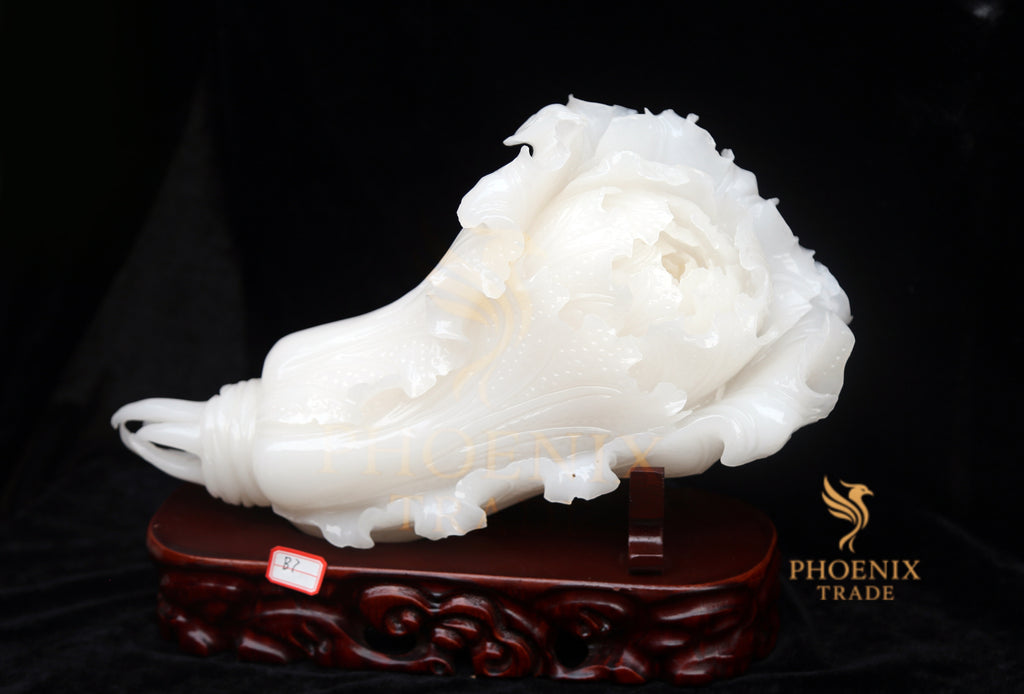 Medium Horizontal White Marble Cabbage Décor