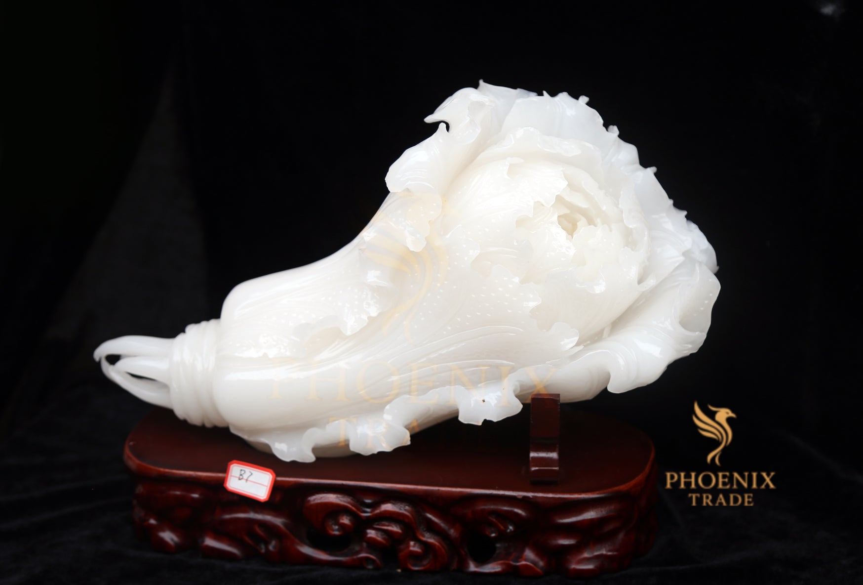 Medium Horizontal White Marble Cabbage Décor