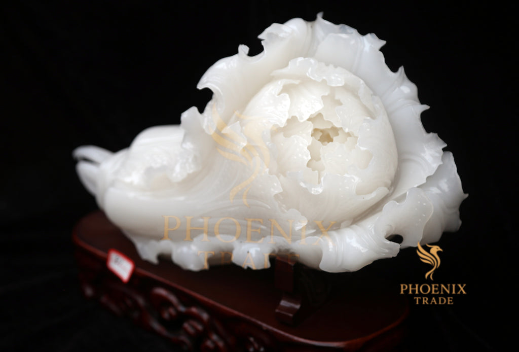 Medium Horizontal White Marble Cabbage Décor