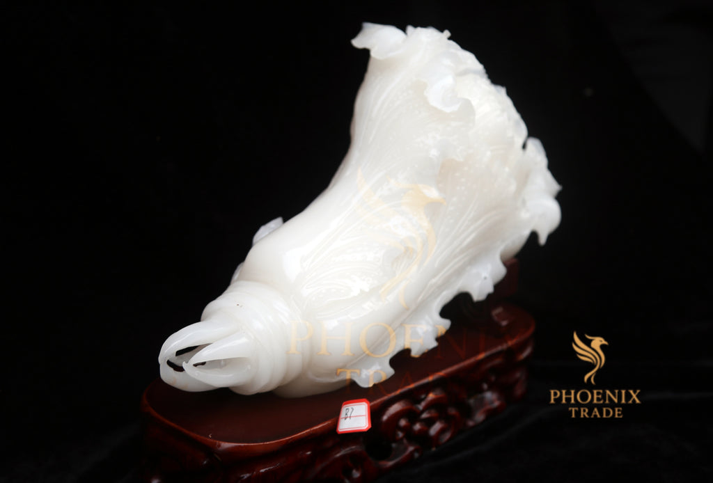 Medium Horizontal White Marble Cabbage Décor