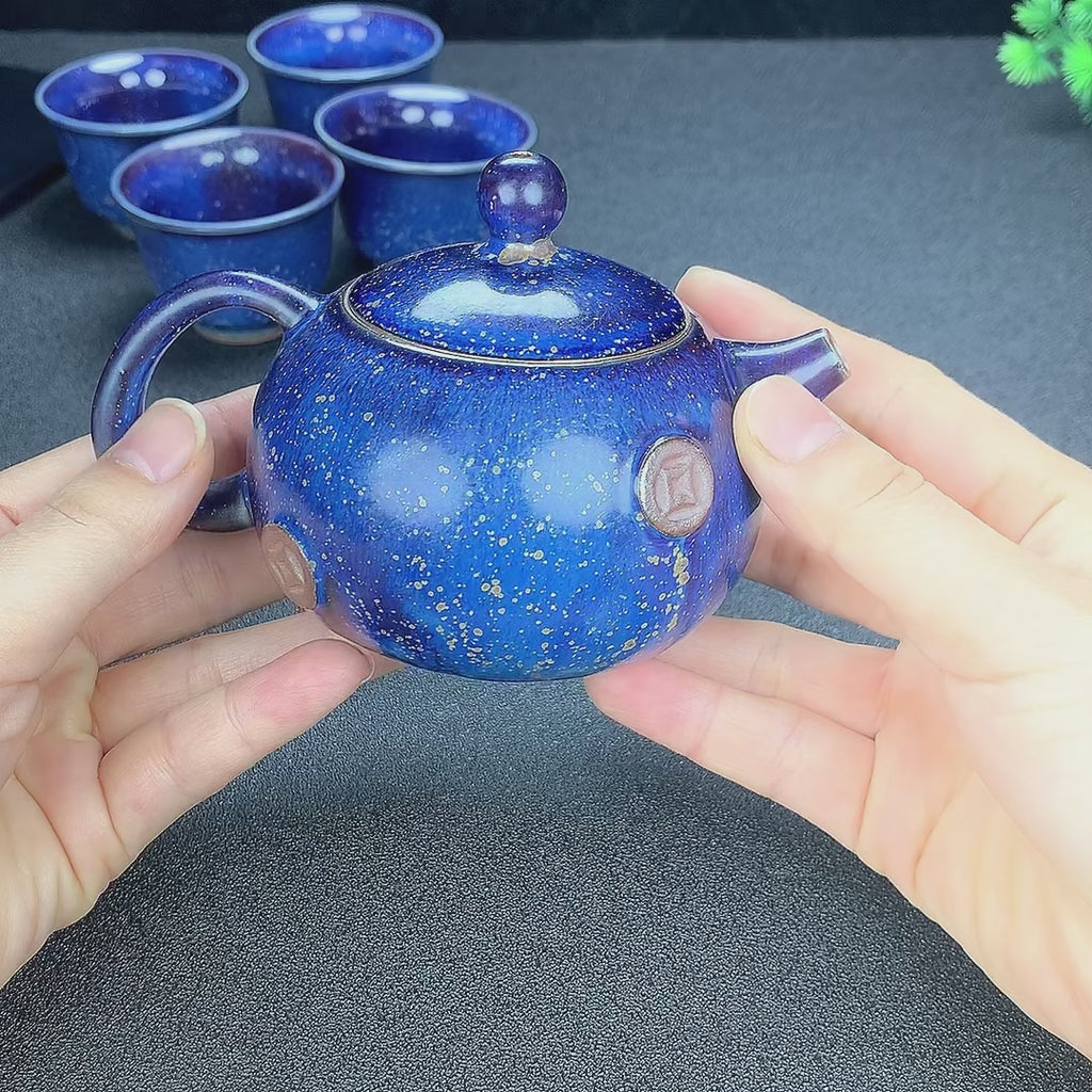 Nebula Amethyst Jun Porcelain Artworks (3-Piece Handmade Set)