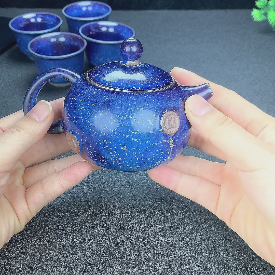 Nebula Amethyst Jun Porcelain Artworks (3-Piece Handmade Set)